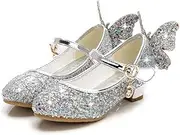 [TangDao] Kids Girls Sparkly Butterfly Mary Jane Wedding Party Shoes Glitter Bridesmaids Low Heels Princess Heels Dress Shoes(Toddler/Little Kid/Big Kid)