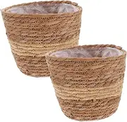 [Toddmomy] Straw Flower Pot House Plants Woven Planter Rattan Flower Pot Basket Seagrass Planter Basket Artificial Plants & Flowers Plants for Outside Planters Pe Film Indoor Wicker