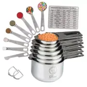 Stainless Steel Measuring Cups and Spoons Set of 16-7 Cup & 7 Spoon +