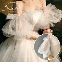 在飛比找momo購物網優惠-【MWD】婚紗袖套 網紗泡泡袖套 WD0454(透紗袖套 新