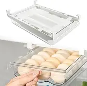 Drawer Egg Holder Egg Holder for Fridge Frigerator Egg Organiser Refrigerator Egg Storage Bin with Slide Rail and Handle Holds 18 Eggs (Eggs Organiser)