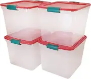 31-Quart Medium Holiday Clear Stackable Organizer Plastic Storage Container with