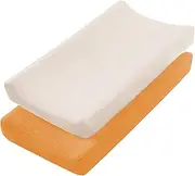 AwObEpl 2Pcs Changing Pad Cover Cotton Diaper Changing Pad with Elasticated Straps Soft Breathable Changing Pad Cover Suitable for Travelling (Style 2)