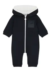 Moncler Kids Logo Stretch-cotton Babygrow - Navy & Other 3 Months