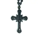天然黑曜石十字架項鏈男女以馬內利耶穌吊墜復古個性嘻哈飾品禮物