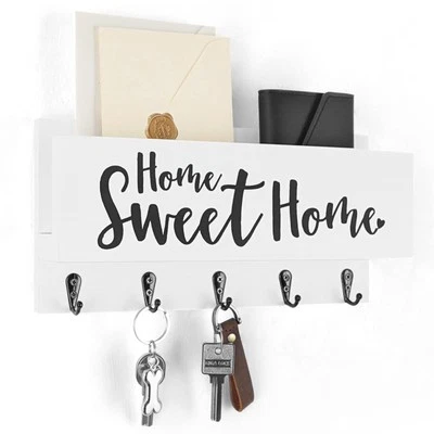 and Key Holder for Wall Decorative Entryway Organizer Shelf with Hooks for Dog L