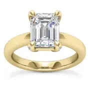 Solitaire 1.38 Ct I VS1 Natural Emerald Cut Diamond Engagement Ring Yellow Gold