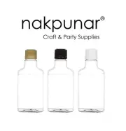 200 ml Clear PET Flask Bottle with Tamper Evident Cap - Black Gold White Liquor