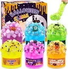 6 Pack Halloween Crystal Slime Kit Non-Sticky Fluffy Slimes for Kids Party