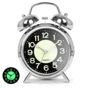 Super Loud Alarm Clock for Heavy Sleepers Adults,Twin Bell Retro 4 Inch Silver