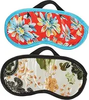 GOOHOCHY Elastic Eye Mask for Sleep 2 Pack Blackout Eye Mask Breathable Fabric Block Out Light for Travel Home Use