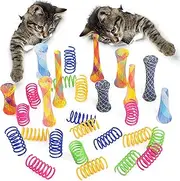 42pcs Cat Spring Toys，GeeRic 32 Short Spring+10 Elastic Hose Tube Colorful Folding Bouncing Mesh Pet Spring Tube Kitten Toy Portable Interactive Cats Toys to Swat, Bite, Hunt in/Outdoor