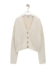 Cardigan in alpaca and wool blend XS white