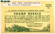 Champ HO Decals #HC-218 New York Central Caboose (White)