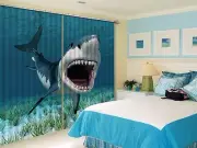 3D Shark 2788 Blockout Photo Curtain Printing Curtains Drapes Fabric Window AU