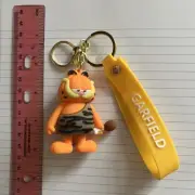 Garfield In Caveman Costume Rubber & Metal Keychain New! Fast Shipping!