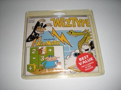 WizType and WizMath for Commodore 64. New. Learn typing & math the fun way!