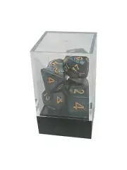 Black Pearl Dice Polyhedral Set with Golden Numbers