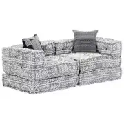 NNEVL 2-Seater Modular Pouffe Light Grey Fabric