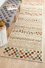 Mayfair Squares Bone Runner Rug