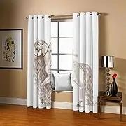 Exquisite Curtains for Kids Bedroom Cartoons & Princesses W168cm (66") x D183cm (72") x 2 3D Pattern Microfiber Blackout Fabric Eyelet Window Drapes for Kids Nursery Playroom 2 Panels