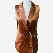 Jason Wu Womens Satin Brown Jacket Blazer Brown Size S