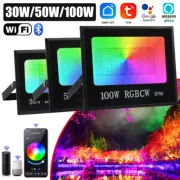 30W/50W/100W Smart RGB Color Changing LED Flood Lights Outdoor TUYA/Google/Alexa