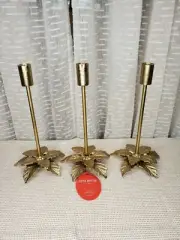 Opalhouse Gold Metal Poinsettia Leaf Candlestick Holders Set Of 3, 12" Tall