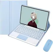Jarttarn Keyboard Compatible with Samsung Galaxy Tab S6 Lite 10.4 inch 2024 (SM-P620/P625/P627), Retro Round Key with Mouse Color Keyboard with Detachable Touch Keyboard Cover (Blue-Mouse)