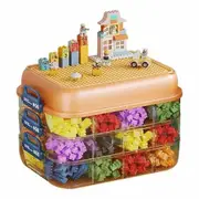 Toys Storage Organizer Bins,Plastic Storage for Box Stackable Toys Organizer,Building Block Storage,Box Storage Container (Orange 3 Layer)