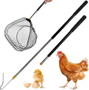 2Pcs Stainless Steel Retractable Long Chicken Catcher,Chicken Net and Chicken Catcher Leg Hook,16 inches Extended to 60 inches, Farm Tools for Poultry Chicken Turkeys Geese Ducks Fish
