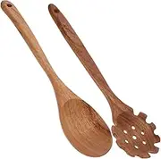 WATIIFUFU 2Pcs Cooking Spoon Ergonomic Heat Resistant Kitchen Utensils with Hanging Design for Stirring Serving and Everyday Cooking Tasks