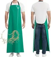 FunChaos Thicker Rubber Apron, Extra Long Adjustable Apron, Heavy Duty Oil&Chemical Resistant Waterproof Work Aprons