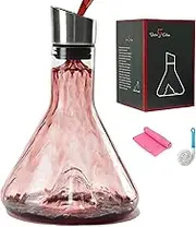 Wine Decanter, BOQO 60oz Wine Decanter with Built-in-Aerator Stainless Steel Filter, 100% Hand Blown Lead-free Crystal Glass Wine Decanters and Carafes,Wine Gift,Wine Accessories