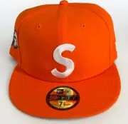 SUPREME SCREWBALL S LOGO NEW ERA ORANGE SIZE 7 1/2 HAT FW24 (AUTHENTIC BRAND NEW