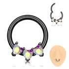 1Pc Nose Ring Stainless Steel CZ Hinged Segment Hoop Cartilage Ear Piercing16G