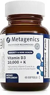 Metagenics - D3 10,000 with K2 - Vitamin D Supplement - 10,000 IU - Support for Bone, Cardiovascular, and Immune Health* | 60 Count