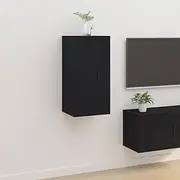 Black Wall Mounted TV Cabinet, 40x34.5x80 cm Floating Entertainment Unit for Living Room, Media Storage Console