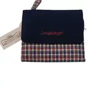 Longaberger Homestead Red Indigo Blue Check Fabric Tri Fold Wallet+Card Holder