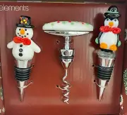 Christmas Penguin SnowmanWine Bottle Stopper Corkscrew Bar Accessories Set of 3