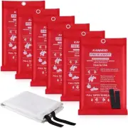 kanhiro Fire Blanket Emergency for 6 pack, White Blankets With Red Bag