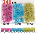 240PCS Insulated Heat Shrink Electrical Wire Crimp Terminal Fork Spade Connector
