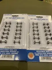 Two Bachmann 42904 33” Flat Black Wheel Sets, HO, 24 Wheels