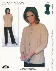 Plymouth Yarn Knitting Pattern S429 Cabled Cardigan Women S-XL 35"-47"