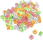 WESIEVYA 100pcs Miniature Dice Set Colorful Six Sided Plastic Dice with Square Corners for Interactive Board Games Math Learning and Crafting Projects Fun Game Pieces