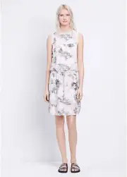 W601 NWT VINCE MARBLE JACQUARD DRAWSTRING WOMEN SILK DRESS SIZE L $395