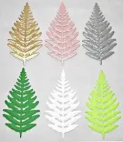 Fern Straight Leaf Die Cuts 12pc Cardstock colors Metallic +Green White handmade