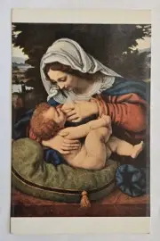 Vtg Unused Postcard The Virgin and the Green Cushion A. Solari, Louvre M8