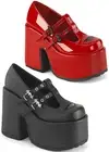 Pleaser Demonia 5" Chunky Heel, 3" Platform Eyelet Double T-Strap Maryjane