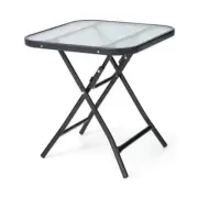 Clihome Bistro Folding Table 18" Square Metal Outdoor w/ Rustproof Frame Black